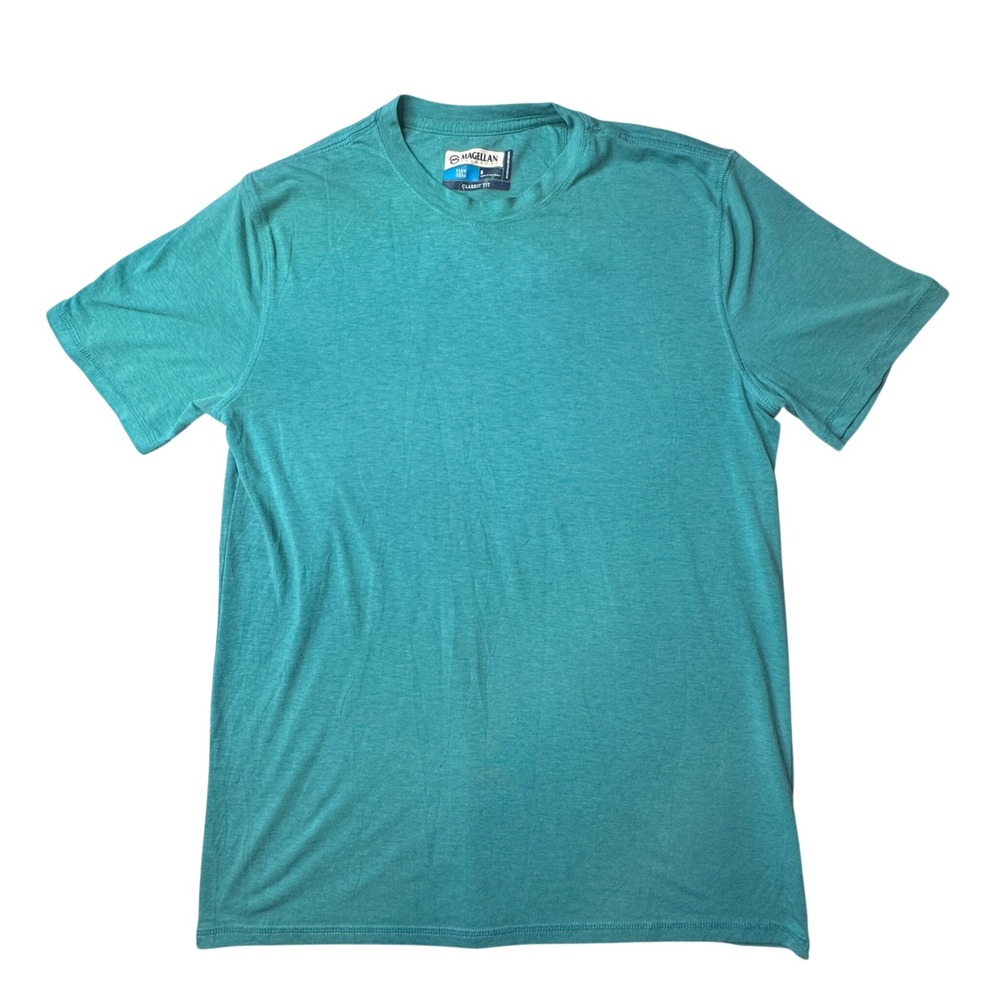 Magellan T-Shirt Mens‎ Small Teal Fish Gear Classic Fit Moisture Wicking Outdoor